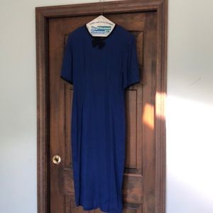 1980s vintage Ann Taylor blue bow tie dress.